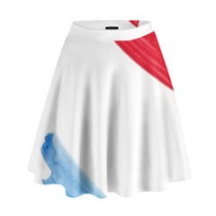Tricolor Banner Watercolor Painting Art High Waist Skirt by picsaspassion