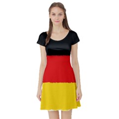 German Flag, Banner Deutschland, Watercolor Painting Art Short Sleeve Skater Dress