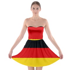 German Flag, Banner Deutschland, Watercolor Painting Art Strapless Bra Top Dress by picsaspassion