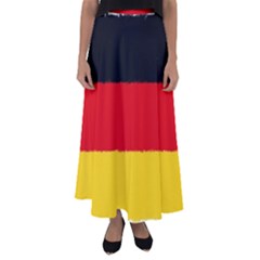 German Flag, Banner Deutschland, Watercolor Painting Art Flared Maxi Skirt by picsaspassion