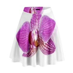 Lilac Phalaenopsis Aquarel  Watercolor Art Painting High Waist Skirt by picsaspassion