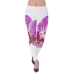 Lilac Phalaenopsis Aquarel  watercolor art painting Velvet Leggings