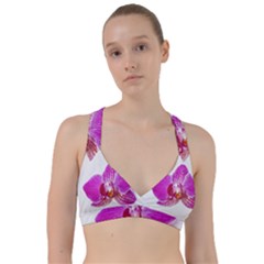 Lilac Phalaenopsis Flower, Floral Oil Painting Art Sweetheart Sports Bra by picsaspassion