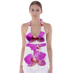 Lilac Phalaenopsis Flower, Floral Oil Painting Art Babydoll Tankini Top by picsaspassion
