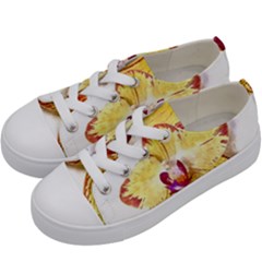 Yellow Phalaenopsis Flower, Floral Aquarel Watercolor Painting Art Kids  Low Top Canvas Sneakers by picsaspassion