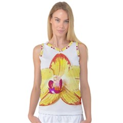 Phalaenopsis Yellow Flower, Floral Oil Painting Art Women s Basketball Tank Top by picsaspassion