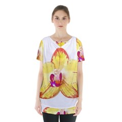 Phalaenopsis Yellow Flower, Floral Oil Painting Art Skirt Hem Sports Top by picsaspassion