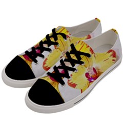 Phalaenopsis Yellow Flower, Floral Oil Painting Art Men s Low Top Canvas Sneakers by picsaspassion