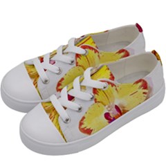 Phalaenopsis Yellow Flower, Floral Oil Painting Art Kids  Low Top Canvas Sneakers by picsaspassion