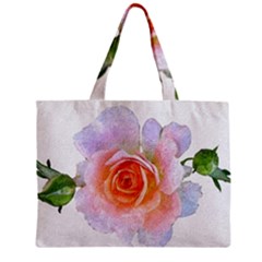 Pink Rose Flower, Floral Oil Painting Art Zipper Mini Tote Bag