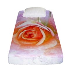 Pink Rose Flower, Floral Watercolor Aquarel Painting Art Fitted Sheet (single Size) by picsaspassion