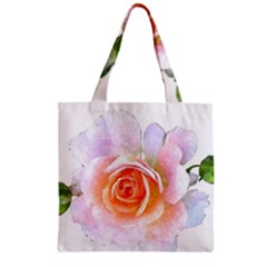 Pink Rose Flower, Floral Watercolor Aquarel Painting Art Zipper Grocery Tote Bag
