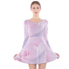 Rose Pink Flower, Floral Aquarel - Watercolor Painting Art Long Sleeve Velvet Skater Dress by picsaspassion