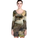 The Lonely Wolf On The Flying Rock Long Sleeve Velvet Bodycon Dress View1