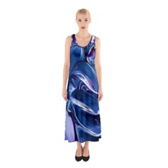 Abstract Acryl Art Sleeveless Maxi Dress