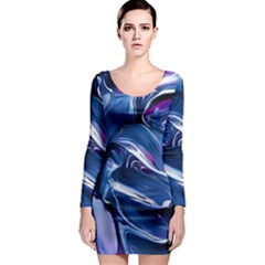 Abstract Acryl Art Long Sleeve Bodycon Dress