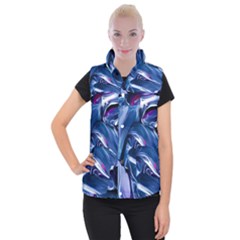 Abstract Acryl Art Women s Button Up Puffer Vest