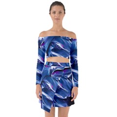 Abstract Acryl Art Off Shoulder Top with Skirt Set