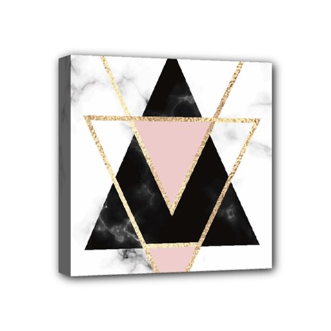 Triangles,gold,black,pink,marbles,collage,modern,trendy,cute,decorative, Mini Canvas 4  X 4  by NouveauDesign