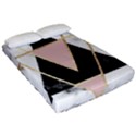 Triangles,gold,black,pink,marbles,collage,modern,trendy,cute,decorative, Fitted Sheet (Queen Size) View2