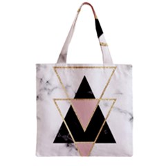 Triangles,gold,black,pink,marbles,collage,modern,trendy,cute,decorative, Zipper Grocery Tote Bag by NouveauDesign