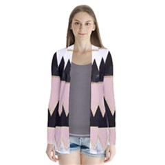 Triangles,gold,black,pink,marbles,collage,modern,trendy,cute,decorative, Drape Collar Cardigan by NouveauDesign