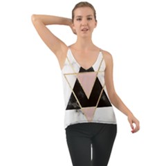 Triangles,gold,black,pink,marbles,collage,modern,trendy,cute,decorative, Cami by NouveauDesign