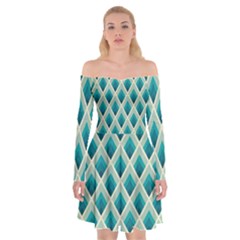 Artdecoteal Off Shoulder Skater Dress by NouveauDesign