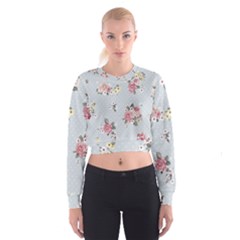 Floral Blue Cropped Sweatshirt by NouveauDesign