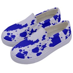 Blue Plaint Splatter Kids  Canvas Slip Ons by Mariart