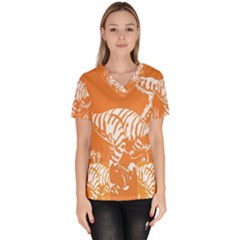 Animals Dinosaur Ancient Times Scrub Top by Mariart