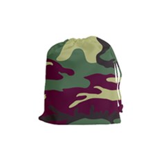 Camuflage Flag Green Purple Grey Drawstring Pouches (medium)  by Mariart