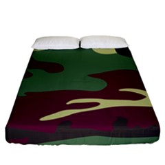 Camuflage Flag Green Purple Grey Fitted Sheet (king Size)
