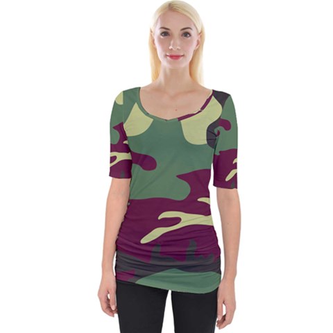 Camuflage Flag Green Purple Grey Wide Neckline Tee by Mariart