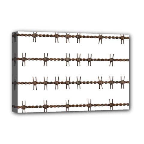 Barbed Wire Brown Deluxe Canvas 18  X 12  