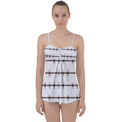 Barbed Wire Brown Babydoll Tankini Set by Mariart