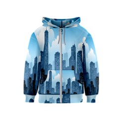 City Building Blue Sky Kids  Zipper Hoodie