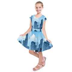 City Building Blue Sky Kids  Short Sleeve Dress