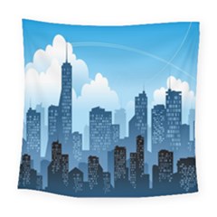 City Building Blue Sky Square Tapestry (large)