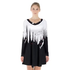 City History Speedrunning Long Sleeve Velvet V-neck Dress by Mariart