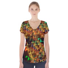 Christmas Tree Light Color Night Short Sleeve Front Detail Top by Mariart