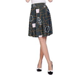 Espresso Cofee Glass Line Chevron A-line Skirt