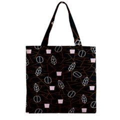 Espresso Cofee Glass Line Chevron Zipper Grocery Tote Bag