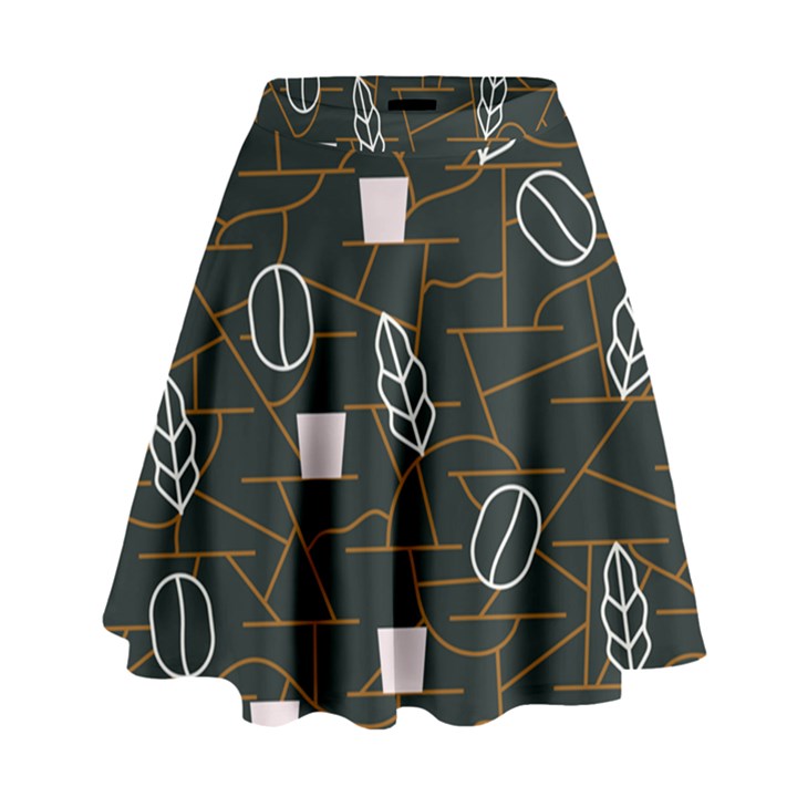 Espresso Cofee Glass Line Chevron High Waist Skirt