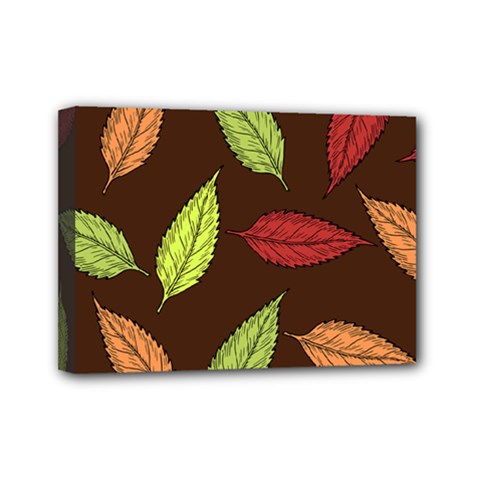 Autumn Leaves Pattern Mini Canvas 7  x 5 