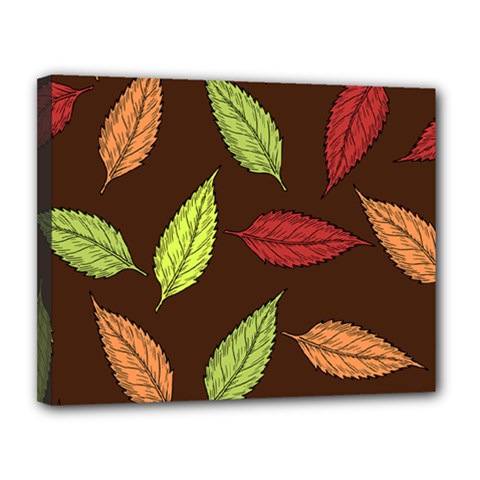 Autumn Leaves Pattern Canvas 14  x 11 