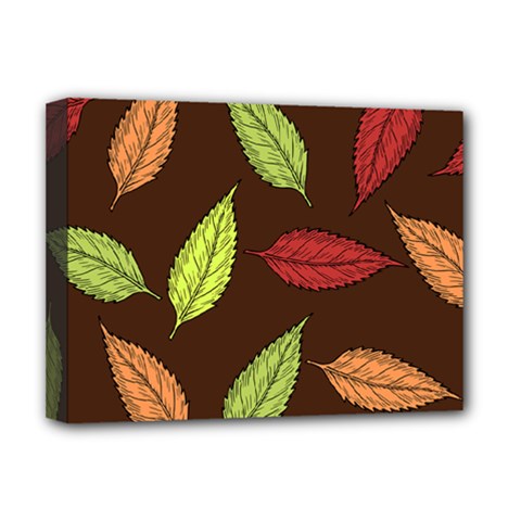 Autumn Leaves Pattern Deluxe Canvas 16  x 12  