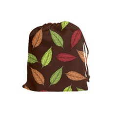 Autumn Leaves Pattern Drawstring Pouches (Large) 