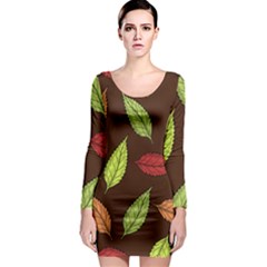 Autumn Leaves Pattern Long Sleeve Bodycon Dress