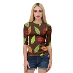 Autumn Leaves Pattern Quarter Sleeve Raglan Tee